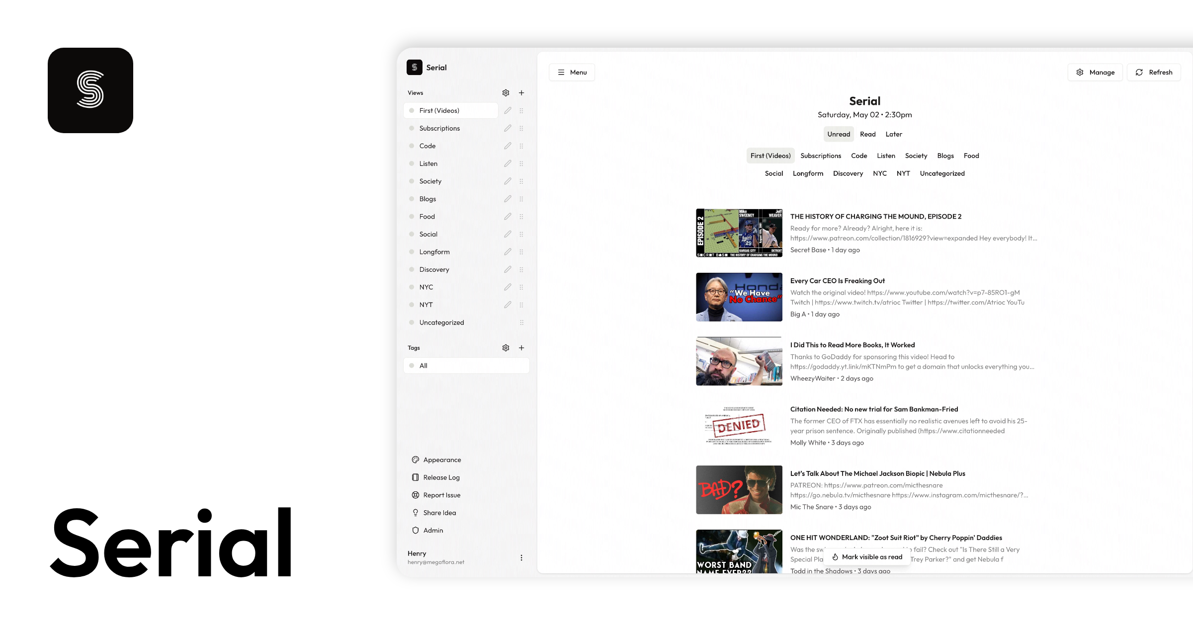 Show HN: Serial – an open source RSS reader for YouTube